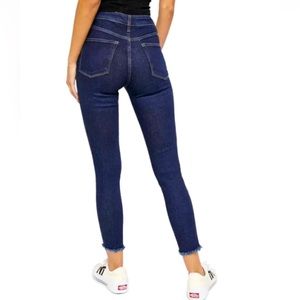 NWT Free People Revolve Raw High Rise Skinny Jeggings Deep Indigo Size 26